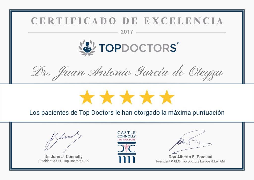 Certificado de excelencia Dr. Garcia de Oteyza